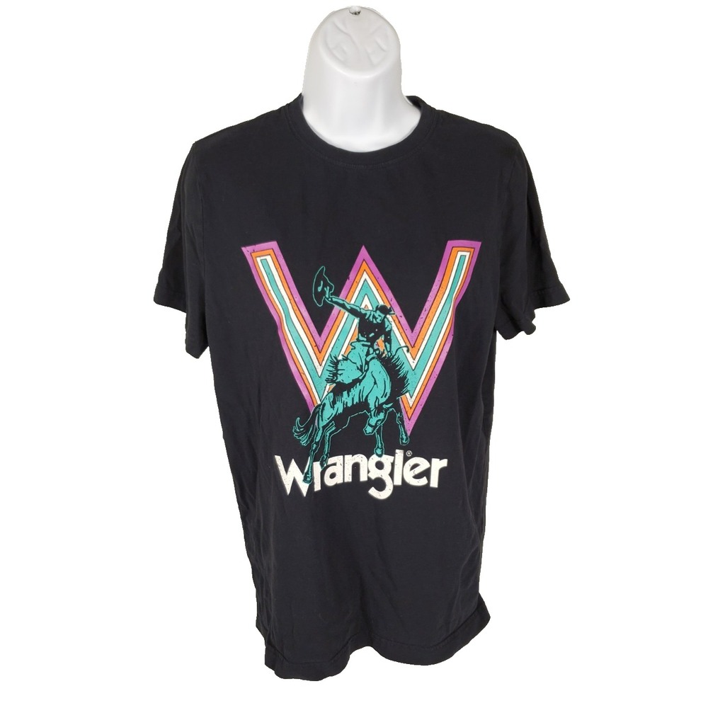 Wrangler Men's Small Graphic Rodeo‎ Black T-Shirt Short Sleeves 100% Cotton